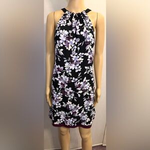 Reversible plum/floral dress. Sz. S. 19” P to P
